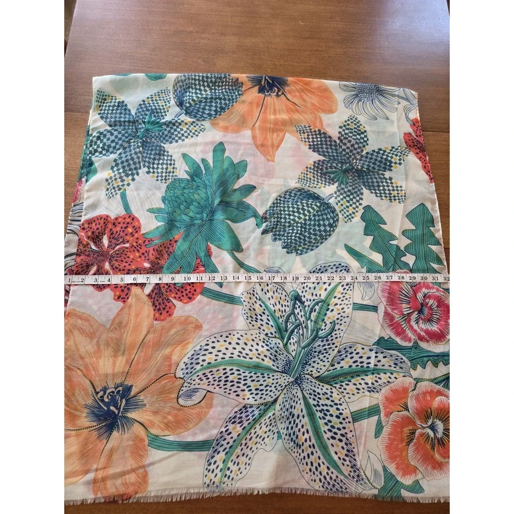 Joy Susan Shawl Scarf Breezy Botanical Tropical Coastal Hawaiian Beach Artisan